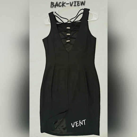 Vintage Black Cocktail Dress With cut-out jewel embellished back - Picture 2 of 9